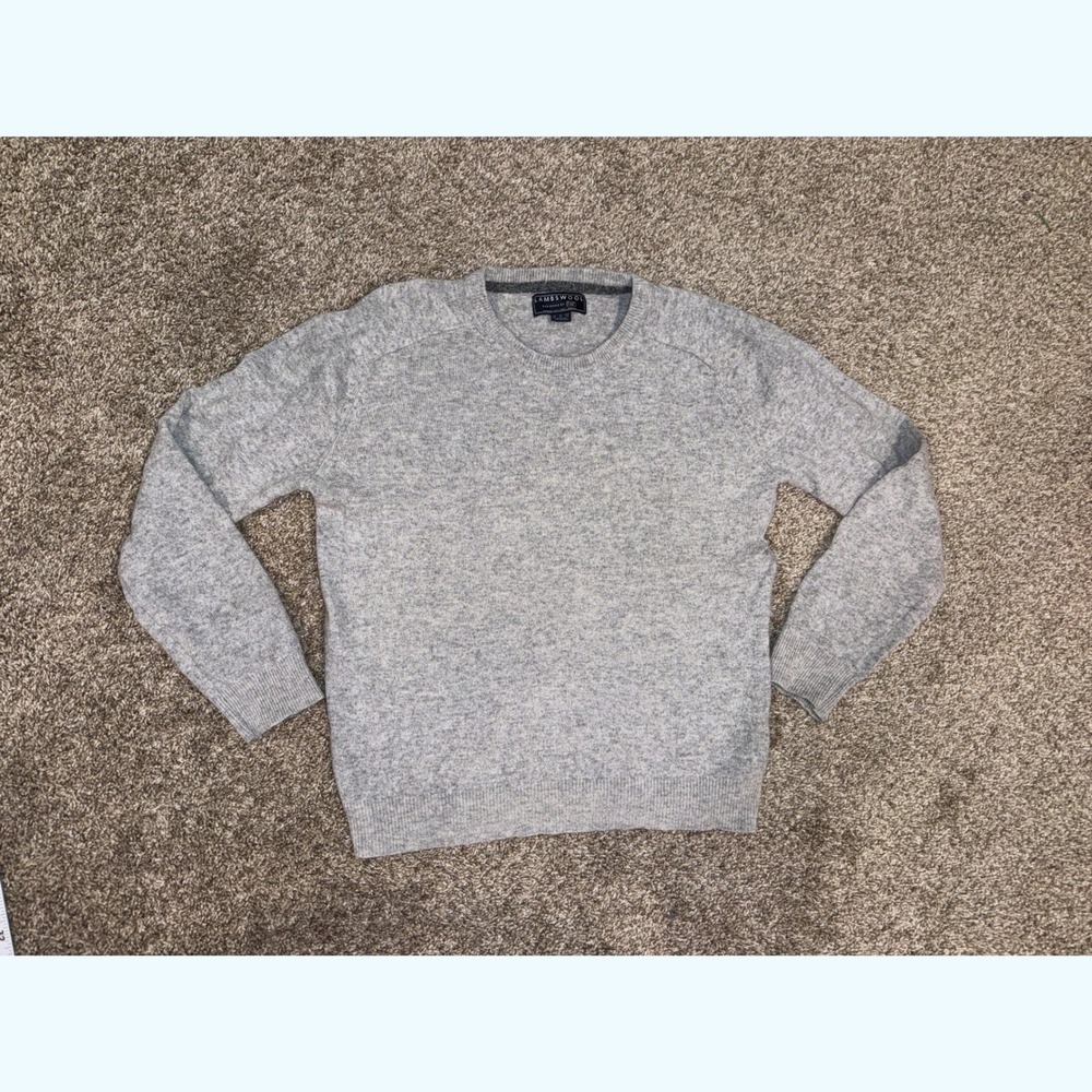 F&F Lambswool Sweater Mens XL Grey Marled Crewneck Rib Knit Classic Warm (522)